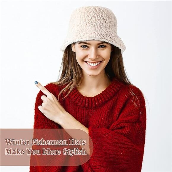 3 Pieces Women\'s Winter Fuzzy Bucket Hat